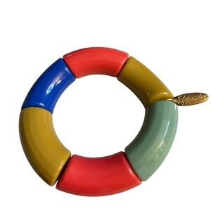 Plunder Colorblock Resin Link Bracelet - Blue, Coral, Yellow, Mint